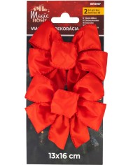 Dekorácia MagicHome Vianoce, mašla, červená, bal. 2ks, 13 x 16 cm