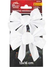 Dekorácia MagicHome Vianoce, mašla, biela, bal. 2ks, 13 x 16 cm