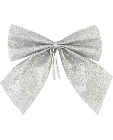 Dekorácia MagicHome Vianoce, mašla, strieborná, bal. 4 ks, 9 x 9 cm