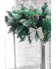 Dekorácia MagicHome Vianoce, mašla, strieborná, bal. 4 ks, 9 x 9 cm