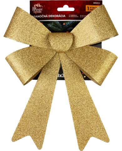 Dekorácia MagicHome Vianoce, mašľa, zlatá, 38 x 30 cm