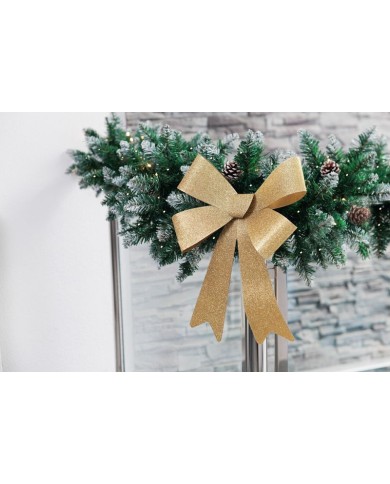 Dekorácia MagicHome Vianoce, mašľa, zlatá, 38 x 30 cm