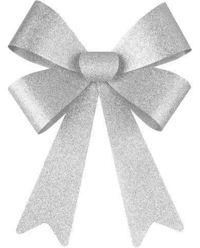 Dekorácia MagicHome Vianoce, mašľa, strieborná, 38 x 30 cm