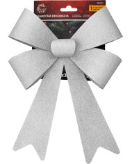 Dekorácia MagicHome Vianoce, mašľa, strieborná, 38 x 30 cm