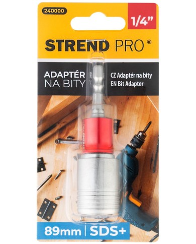Adaptér Strend Pro, 1/4", SDS+, 89 mm, hex