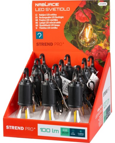 Žiarovka Strend Pro, kempingové, LED, 100 lm, 400 mAh, USB-C nabíjanie, svietidlo