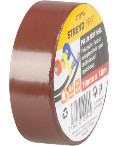 Páska Strend Pro, 19 mm, L-10 m, max. 80°C, 40,0 kV/mm, hnedá, izolačná, lepiaca, PVC, bal. 10 ks