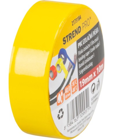 Páska Strend Pro, 19 mm, L-10 m, max. 80°C, 40,0 kV/mm, žltá, izolačná, lepiaca, PVC, bal. 10 ks