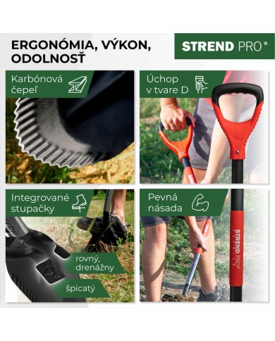 Rýľ Strend Pro Premium RedShark, špicatý, so sklolaminátovou násadou D 1150 mm, záruka 10 r.