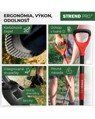 Rýľ Strend Pro Premium RedShark, úzky, drenážny, so sklolaminátovou násadou D 1280 mm, záruka 10 r.