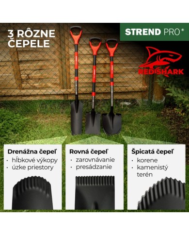 Rýľ Strend Pro Premium RedShark, úzky, drenážny, s drevenou násadou D 1280 mm, záruka 10 r.