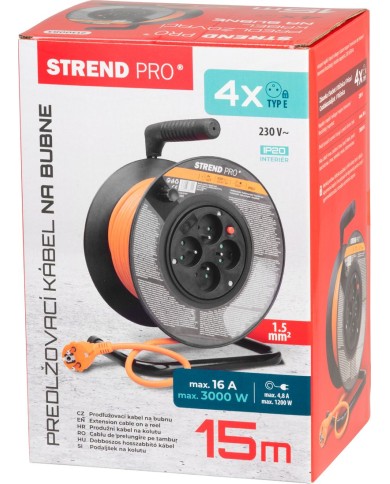 Kábel Strend Pro DG-FB04 predlžovací, L-15 m, na bubne, prierez 1,5 mm2