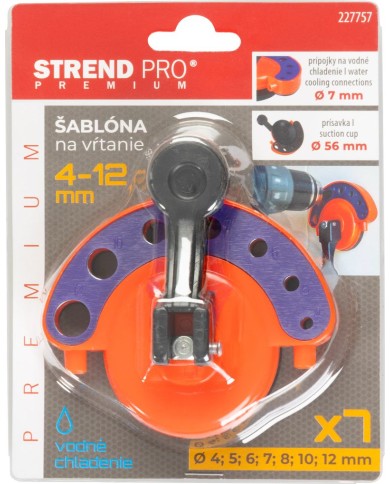 Šablóna Strend Pro, na vŕtanie otvorov, s prísavkou, 4-12 mm
