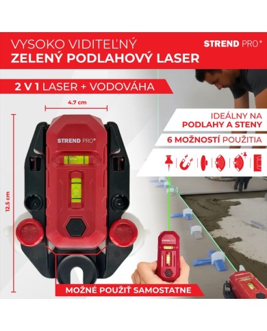 Laser Strend Pro SMD-RM20UG-Li, 2v1, Green, podlahový, USB nabíjanie