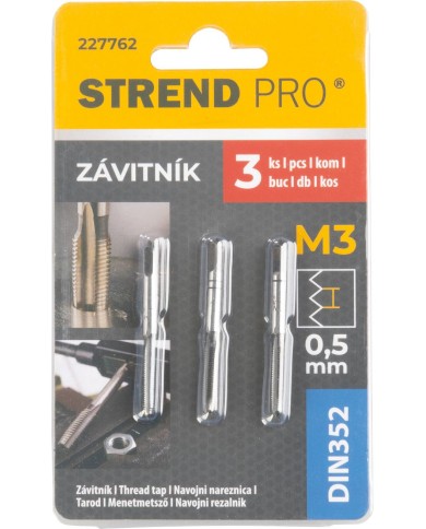 Závitník Strend Pro, M3, 0,5 mm, DIN352, bal. 3 ks