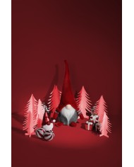 Postavička MagicHome Vianoce, Škriatok s krátkymi nohami, látkový, červeno-sivý, 15x9x33 cm