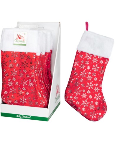 Ponožka vianočná 42x26 cm červeno-strieborná