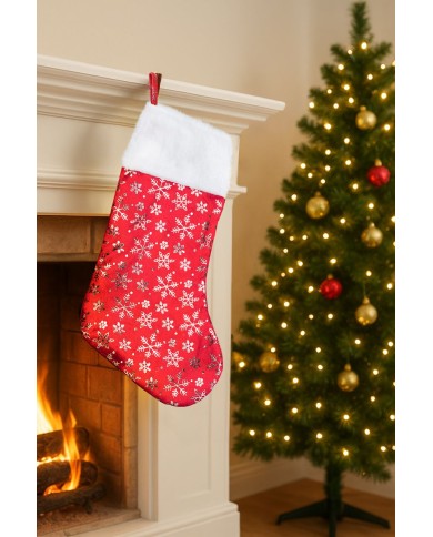 Ponožka vianočná 42x26 cm červeno-strieborná