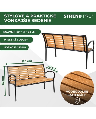 Lavička záhradná KIMBRA, 120x41x82 cm, oceľ/plast