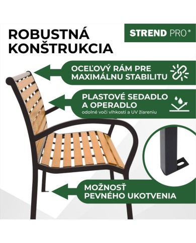 Lavička záhradná KIMBRA, 120x41x82 cm, oceľ/plast