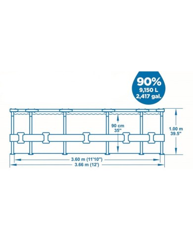 Bazén Bestway® Steel Pro MAX, 56418, kartušová filtrácia, rebrík, 366x100 cm