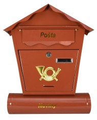 Schránka NESTOR, 370x100x440 mm, poštová, s rúrou na noviny, hnedá