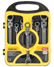 Sada kľúčov Strend Pro CSS819, 7 dielna, očkoploché, račňové s kĺbom, 8-19 mm