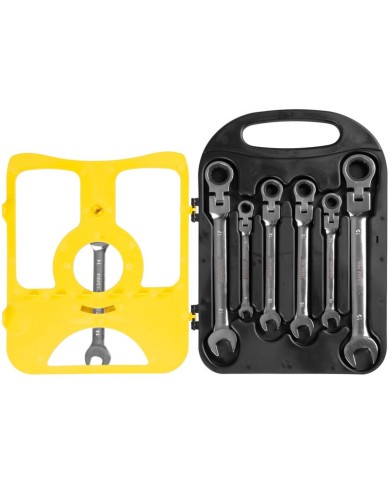 Sada kľúčov Strend Pro CSS819, 7 dielna, očkoploché, račňové s kĺbom, 8-19 mm