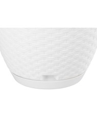 Kvetináč RATOLLA Round W 240, visiaci, biely, s podložkou, závesný, s vešiakom