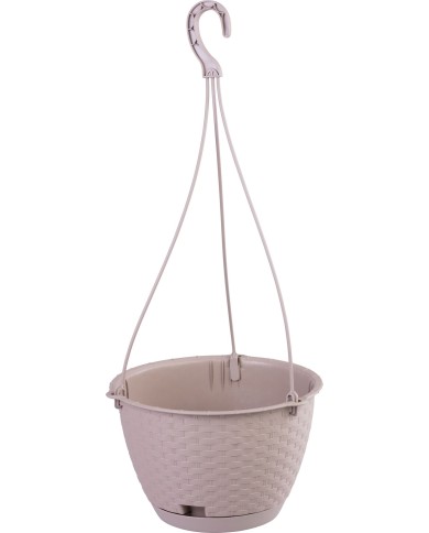Kvetináč RATOLLA Round W 240, visiaci, mocca, s podložkou, závesný, s vešiakom