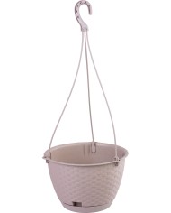 Kvetináč RATOLLA Round W 240, visiaci, mocca, s podložkou, závesný, s vešiakom