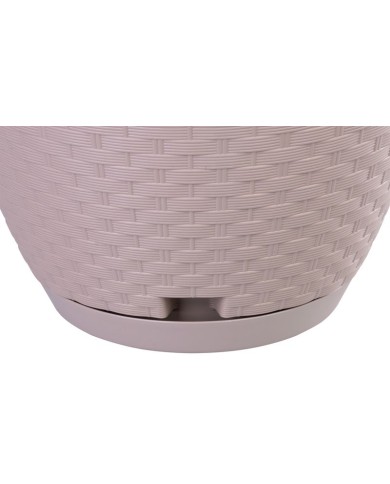 Kvetináč RATOLLA Round W 240, visiaci, mocca, s podložkou, závesný, s vešiakom