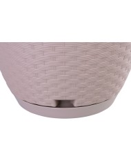 Kvetináč RATOLLA Round W 240, visiaci, mocca, s podložkou, závesný, s vešiakom