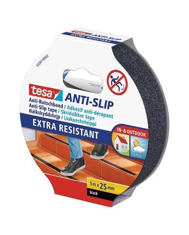 Páska tesa® Anti-slip, protišmyková na schody, lepiaca, čierna, 25 mm, L-5 m