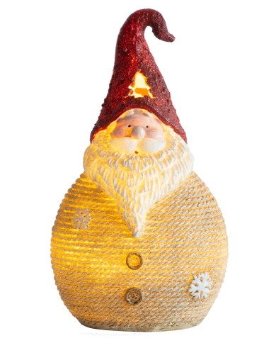 Postavička MagicHome Vianoce, Santa okrúhly stredný, LED, polyresin, 3xAAA, 28,5 cm