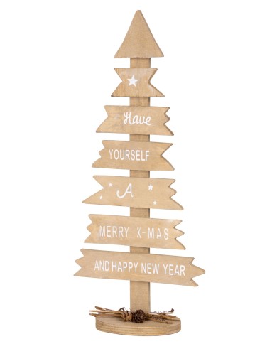 Dekorácia MagicHome Vianoce Woodeco, Strom s tabuľkami, bal. 2 ks, 40x17 cm