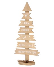 Dekorácia MagicHome Vianoce Woodeco, Strom s tabuľkami, bal. 2 ks, 40x17 cm