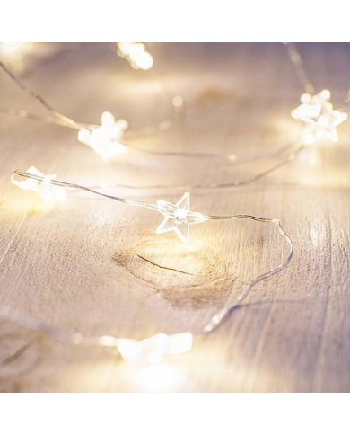 Reťaz MagicHome Vianoce Micro Star, 20 LED teplá biela, jednoduché svietenie, 3xAA, interiér, osvetlenie, L-1,90 m