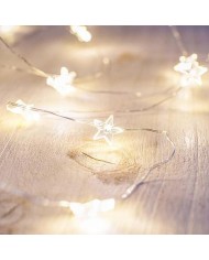 Reťaz MagicHome Vianoce Micro Star, 20 LED teplá biela, jednoduché svietenie, 3xAA, interiér, osvetlenie, L-1,90 m