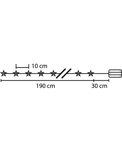 Reťaz MagicHome Vianoce Micro Star, 20 LED teplá biela, jednoduché svietenie, 3xAA, interiér, osvetlenie, L-1,90 m