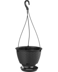 Kvetináč RATOLLA Round W 240, visiaci, antracit, s podložkou, závesný, s vešiakom