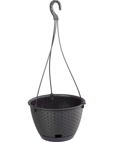Kvetináč RATOLLA Round W 240, visiaci, hnedý, s podložkou, závesný, s vešiakom