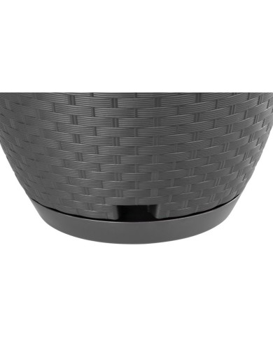 Kvetináč RATOLLA Round W 240, visiaci, hnedý, s podložkou, závesný, s vešiakom