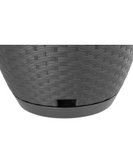 Kvetináč RATOLLA Round W 240, visiaci, hnedý, s podložkou, závesný, s vešiakom