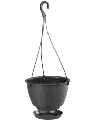Kvetináč RATOLLA Round W 240, visiaci, hnedý, s podložkou, závesný, s vešiakom