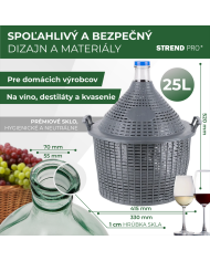 Demižón Strend Pro Cada Inco, 25 lit. sklenený, demižón na víno a pálenku, plastový kryt