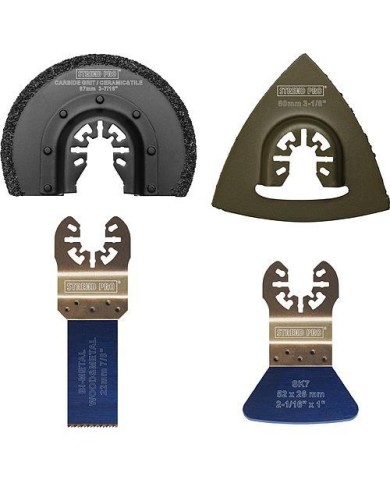 Sada nástrojov Strend Pro TAS-TW104 pílový list a polkruh do multibrúsky, karbid + Bi-metal, 4-dielna