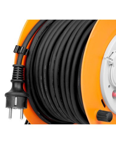 Kábel Strend Pro CR038, predlžovací, L-30 m, 4x zásuvka, IP44, čierna guma, na bubne
