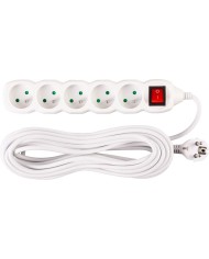 Kábel DG-F805BK L-10 m, predlžovací, biely, 5x zásuvka + vypínač, new edition