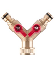 Rozbočovač GF123, 3/4", typ Y, bajonetový, spojka 2-way, s ventilmi, kovový, záhradný, na hadicu